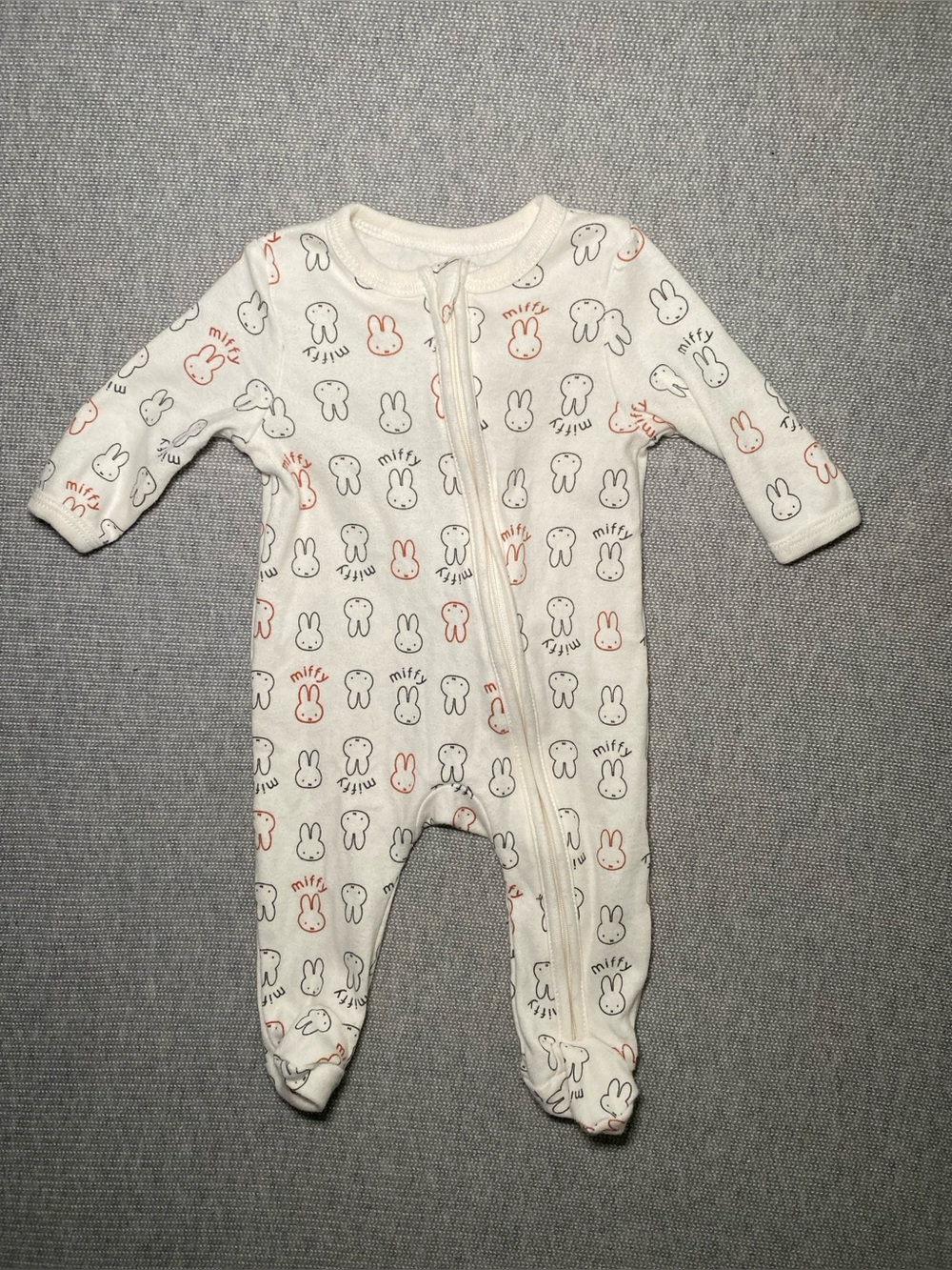 Miffy Bunny Pattern Allover Footie Sleeper 3 Months